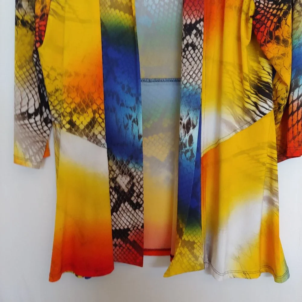 Frank Lyman snake pattern colorful open jacket size 14 - Picture 2 of 13